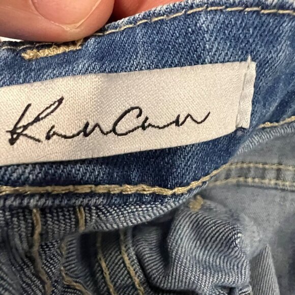 KanCan Women's Open Back Denim Overalls Slim Leg Distressed Size Small - Picture 8 of 9